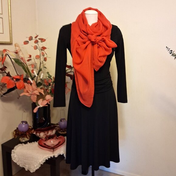 VTG Women's NEW Stills 100% Silk Long Classic Luxury Orange Scarf - Picture 7 of 8